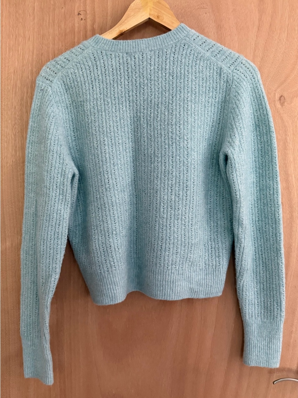Madewell CloudSoft Pointelle Knit Cardigan Sweater Mint Blue NEW - Picture 8 of 8